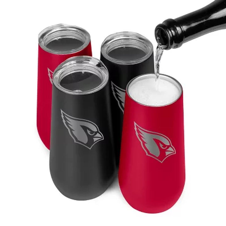 Logo Brands NFL 10Oz Stainless Steel Insulated Tumblers with Lids, 4 Pack, Assorted Teams