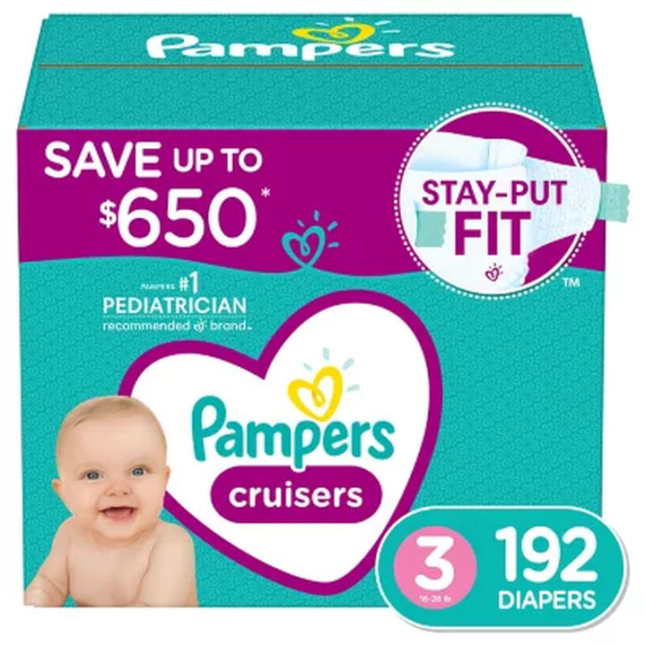 Pampers Cruisers Stay-Put Fit Diapers, Sizes:3-7