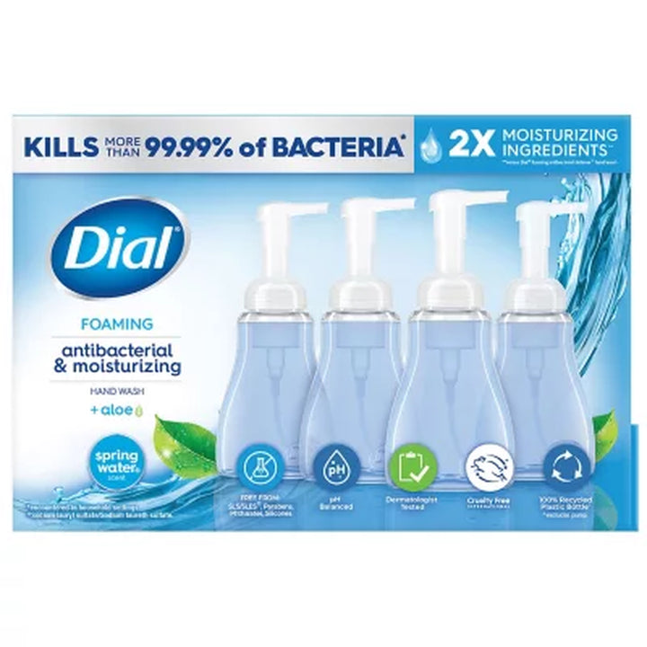 Dial Antibacterial Foaming Hand Soap, Spring Water, 7.5 Oz., 4 Pk.