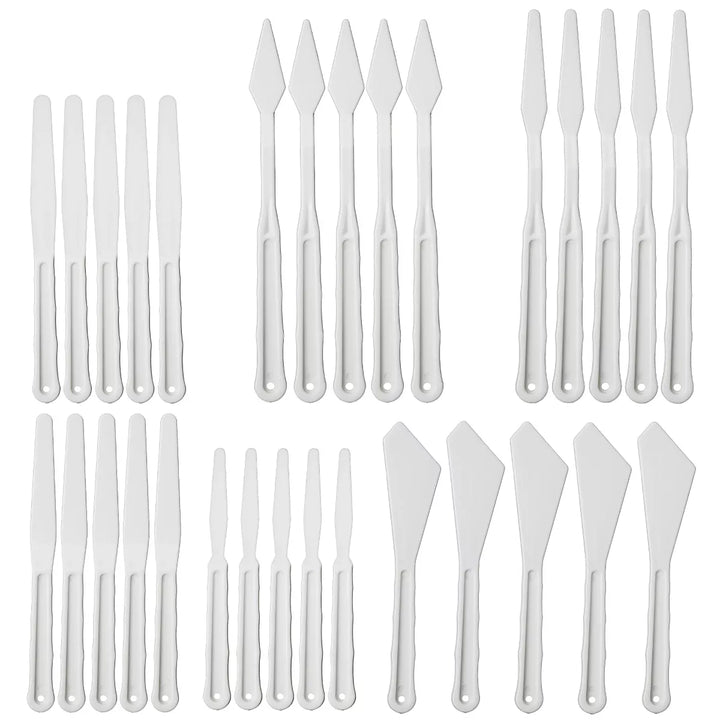 Bright Creations Plastic Palette Knife Set for Painting, DIY Crafts (30 Pieces)