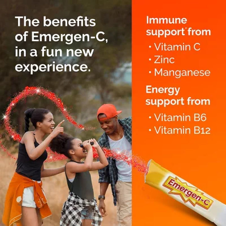 Emergen-C KIDZ Crystals On-The-Go 250 Mg Vitamin C Immune Support, Strawberry 72 Ct.