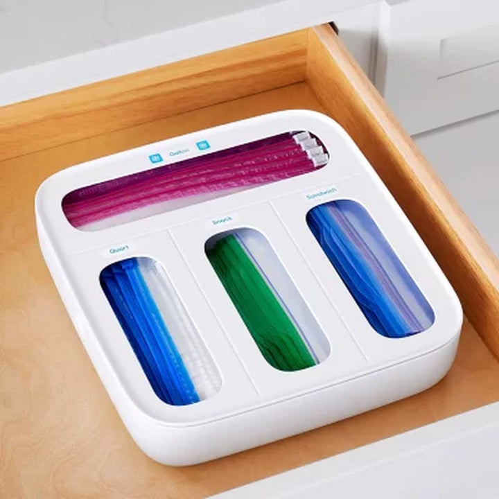 Youcopia Storabag Food Bag Dispenser, Family Size 4-Slot, Plastic Sandwich Bags Drawer Organizer for Kitchen Storage