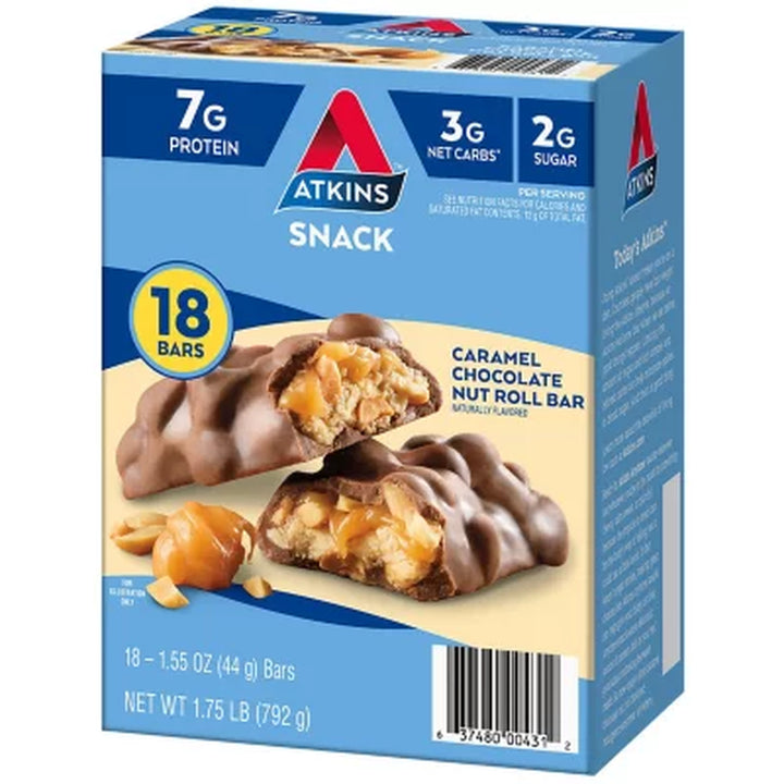 Atkins Caramel Chocolate Nut Roll Snack Bar 18 Ct.