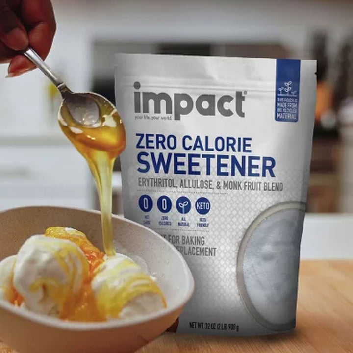 Impact Zero Calorie Sweetener Erythritol, Allulose & Monkfruit Blend, 32 Oz.
