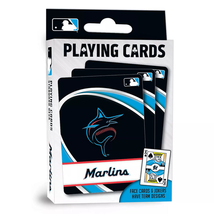 Masterpieces Officially Licensed MLB Miami Marlins Playing Cards - 54 Card Deck for Adults.