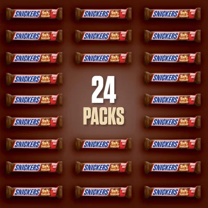 SNICKERS Tailgate Milk Chocolate Candy Bars, Share Size, 3.29 Oz., 24 Pk.