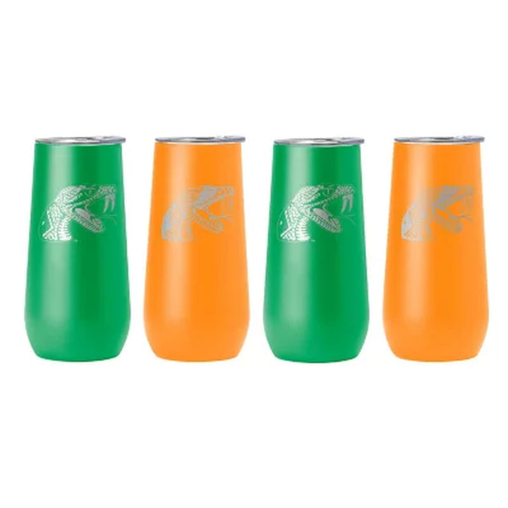 Logo Brands HBCU 10Oz Stainless Steel Insulated Tumblers with Lids, 4 Pack , Assorted Teams