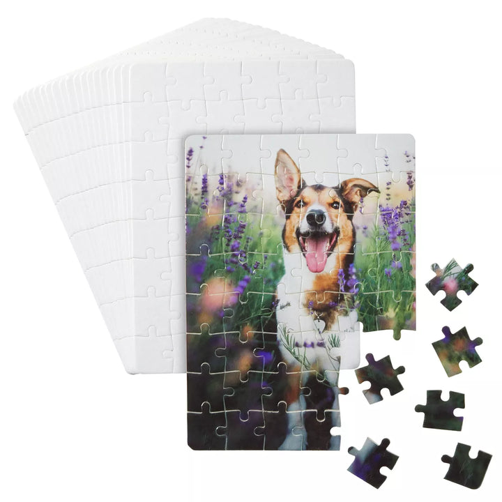 Bright Creations 20 Sets Blank Sublimation Puzzles for DIY Crafts, A5 48-Piece Jigsaws for Heat Press Thermal Transfer