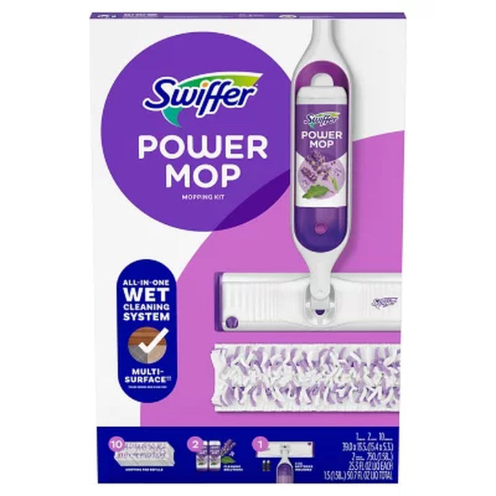 Swiffer Powermop Multi-Surface Mopping Kit, Lavender 10 Pads, 2 Cleaning Solutions