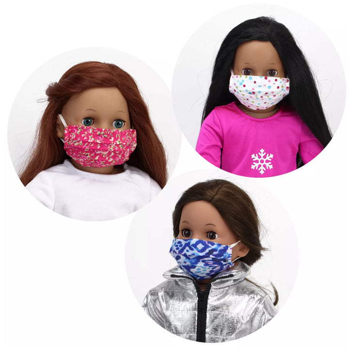 Sophia’S Set of 3 Printed Face Masks for 18” Dolls & Stuffed Animals, Multi