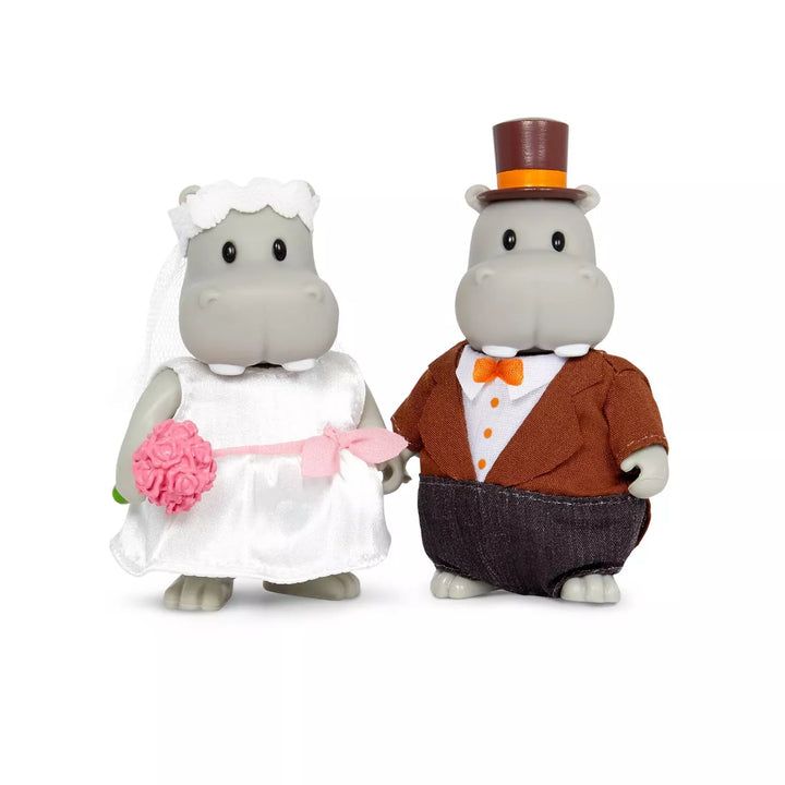Li'L Woodzeez Pitterpotemus Hippo Family Small Figurines Wedding Set