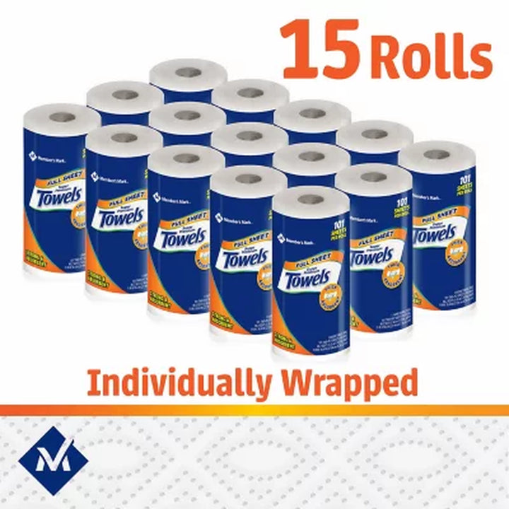 Member'S Mark Premium Paper Towel, Huge Rolls 15 Rolls, 101 Sheets