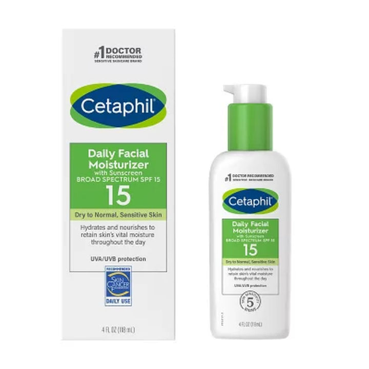 Cetaphil Daily Facial Moisturizer with Sunscreen, SPF 15, 4 Oz., 3 Pk.