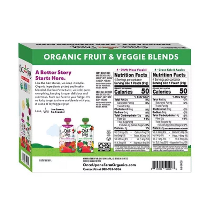 Once upon a Farm Organic Fruit & Veggie Blend Variety Pack, 3.2Oz., 8Ct.