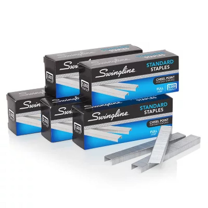 Swingline Standard Staples, 1/4" Length, 210 per Strip, 5,000/Box, 5 Boxes