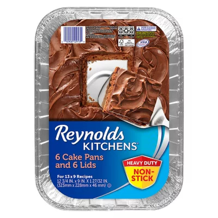 Reynolds Kitchens 13" X 9" Aluminum Cake Pans with Lids, 6 Ct.