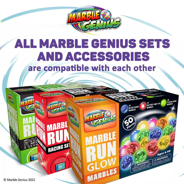 Marble Genius Marble Glow Run Race Track Set - 50 Pcs, Glow in the Dark, Gift for Kids, Color Instruction Manual