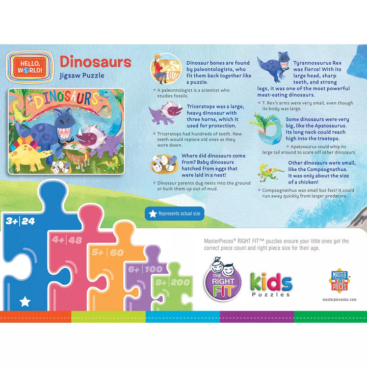 Masterpieces Kids and Family Jigsaw Puzzle - Dinosaurs Right Fit 24, Pieces.