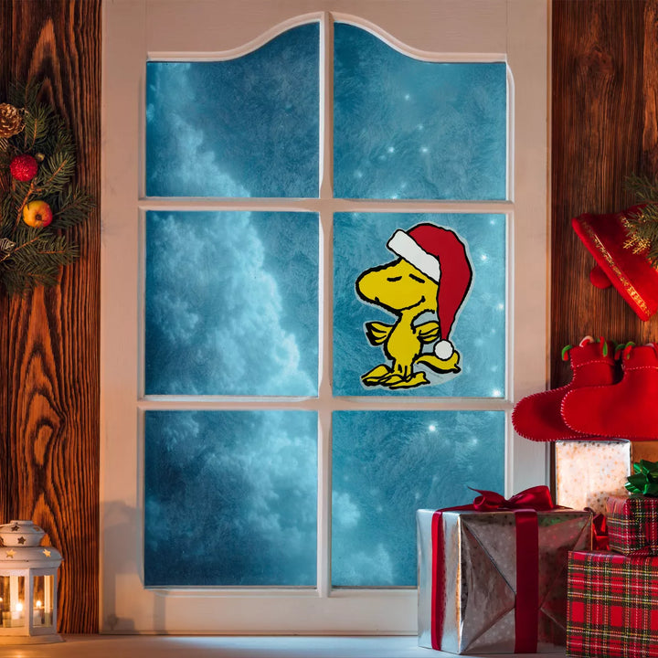 Northlight 7" Peanuts Woodstock in Santa Hat Christmas Window Cling Decoration