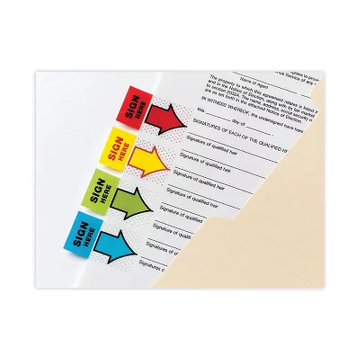 Post-It - Arrow Message 1" Flags - "Sign and Date" - Green - 2 50-Flag Dispensers/Pack