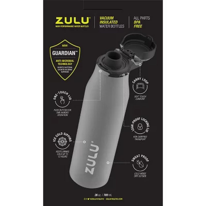 ZULU 26 Oz. Stainless Insulated Water Bottle, 2 Pack (Assorted Colors)