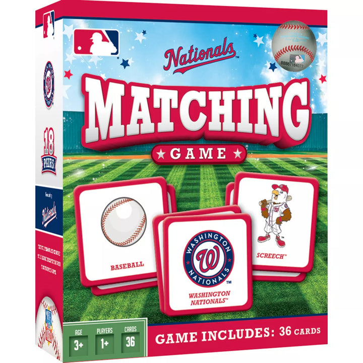 Masterpieces Officially Licensed MLB Washington Nationals Matching Game for Kids and Families.