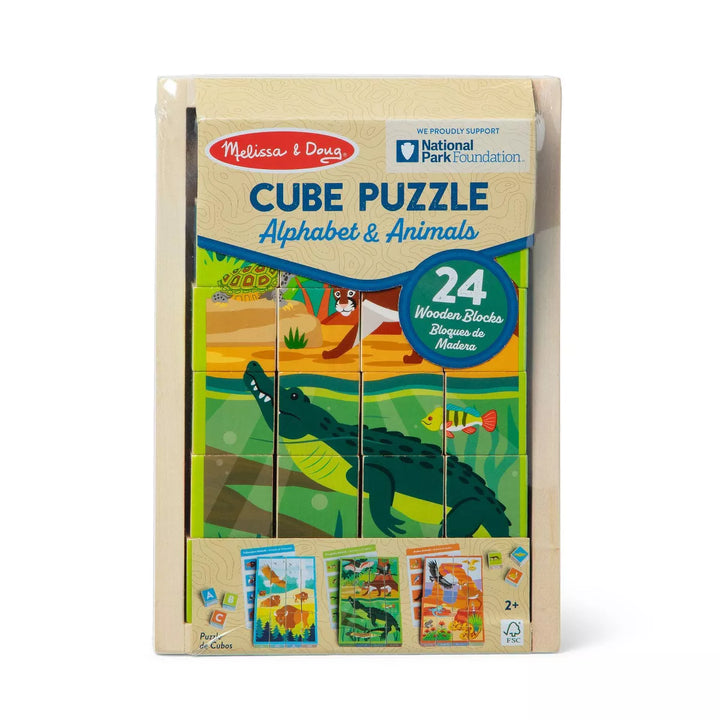 Melissa & Doug National Parks Alphabet & Animals 24Pc Cube Puzzle (Everglades, Arches, Yellowstone)